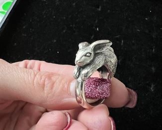 Rare James Avery rabbit ring 