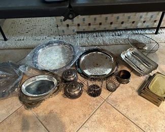Assorted Plated trays,bowls and more