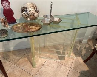 Lucite and glass sofa table