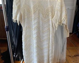 Robert Anthony vintage 100% silk white beaded flapper style dress 