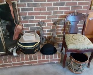 Unusual Dog Fire Irons and Antique Stereoscope and Cards