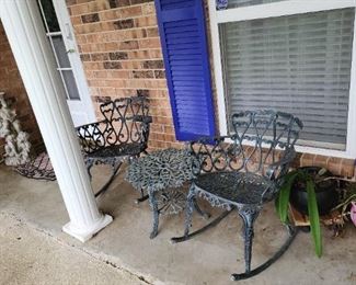 Pretty iron porch rockers and matching table