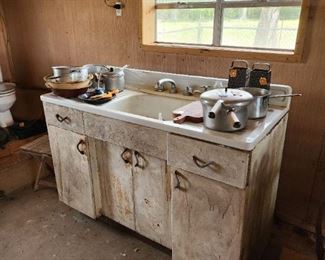 Old sink and cabinet