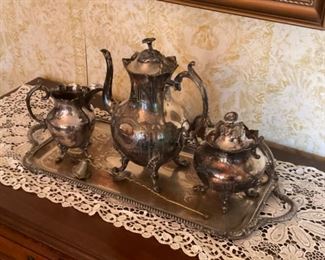 VERY OLD.  SILVER PLATED SERVING SET