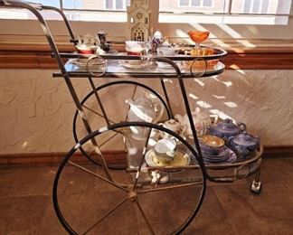 Vintage metal and glass tea cart 