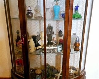 Round front glass shelve curio cabinet 