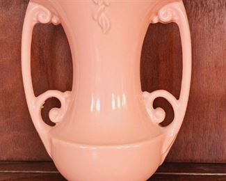 Abingdon pottery USA peach coral 2 handled vase 