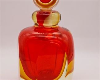 Vtg. McM MURANO Sommers red/orange perfume bottle 