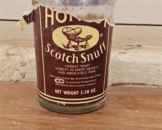 Honest scotch snuff glass jar 