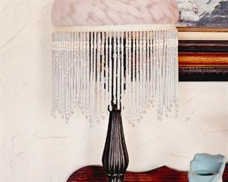 Vintage beaded boudoir lamp