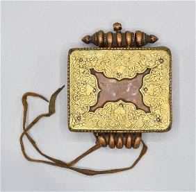 18th-19thC Tibet Copper and Brass Gahu Gau Amulet Prayer Box Pendant
