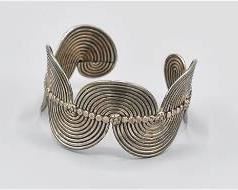 Modernist African Akan Silver Cuff Bracelet
