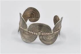 Modernist African Akan Silver Cuff Bracelet

