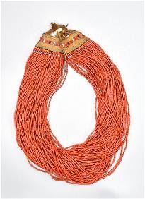 Fine Naga Coral and Glass Bead Necklace, India/Myanmar
