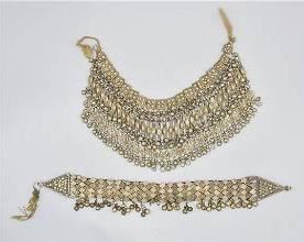 Two Old Bedouin Silver Kaffat Necklaces

