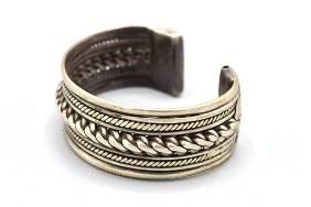Antique Egyptian Silver Twist Rope Bracelet Cuff
