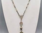 Old Bedouin Silver Coin Long Pendant Necklace
