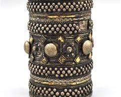 Large Saudi/Oman Silver Armlet Cuff Hinged Armlet Bracelet
