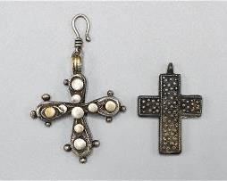 Two Old Tribal Cross Silver Pendants
