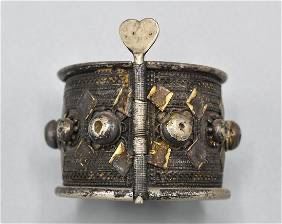 Antique Bedouin Omani Silver Hinged Cuff Armlet Bracelet

