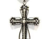 Antique Silver Christian Cross Pendant Necklace India
