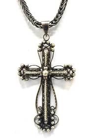 Antique Silver Christian Cross Pendant Necklace India
