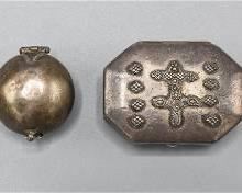 Vintage Kazak Silver Box Pair-One Round and One Square

