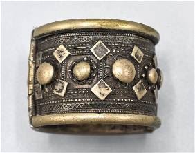 Antique Bedouin Omani Silver Hinged Cuff Bracelet
