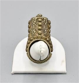 Antique Saudi Bedouin Silver Tower Ring
