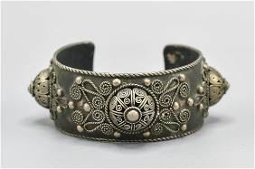 Old Rajasthani Indian Silver Cuff Bracelet
