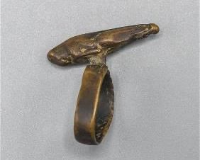Old African Senufo Copper Grasshopper Locust Amulet Ring
