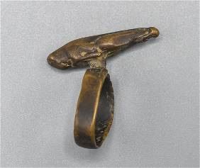 Old African Senufo Copper Grasshopper Locust Amulet Ring
