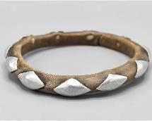 Antique Silver and Palm Wood Bangle Bracelet India
