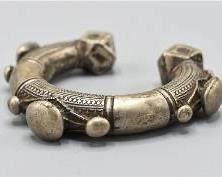 Antique Nubian Solid Nickel Silver Alloy Cuff Bracelet
