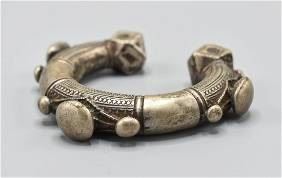 Antique Nubian Solid Nickel Silver Alloy Cuff Bracelet
