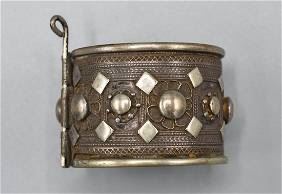 Antique Bedouin Omani Silver Hinged Cuff Bracelet
