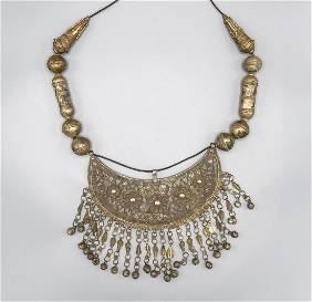Antique Yemeni Bedouin Silver Alloy Necklace
