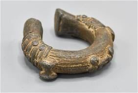 Old and Heavy Senufo African Metal Currency Cuff Bracelet
