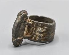 African Senufo Talisman Chameleon Metal Finger Ring
