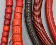 Old Coral Glass Trade Bead Necklace Lot
