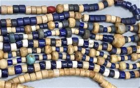 African Blue and White Glass Trade Bead Necklace Lot
