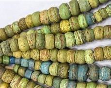 African Green Glass Trade Bead Necklace Lot
