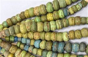 African Green Glass Trade Bead Necklace Lot

