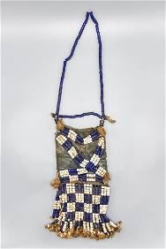 Old African Amulet Beaded Necklace Bag
