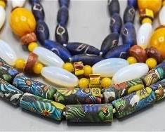 90 Multi Colored Glass and Amber Bakelite Trade Beads
