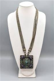 Tibet Silver Turquoise Gahu Gau Amulet Prayer Box Pendant Necklace
