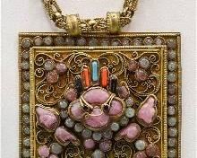 Vintage Tibet Brass Gau Amulet Pendant Necklace
