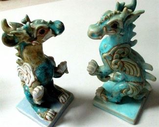 Two Ceramic Chinese Dragons