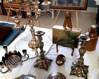 Large Candalabra and some German Fein Zinc Pieces