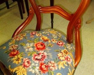 Balloon back chair with fine needlepoint